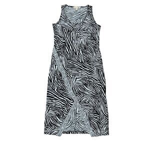 MICHAEL Michael Kors Black & White Zebra Sleeveless Jersey Dress MEDIUM